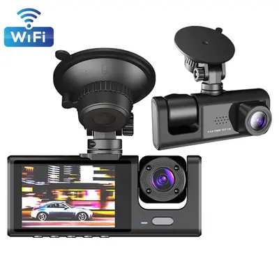 Full HD 1080P Gece Görüşlü Üçlü Kayıt Wifi Araç Kamerası, Geri Görüş Kayıt Cihazı - 9