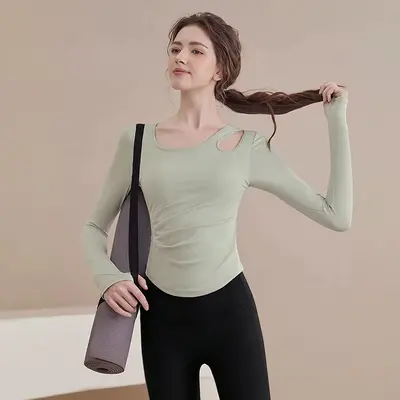 瑜伽服女2026秋冬新款长袖修身运动上衣跑步训练普拉提健身服套装