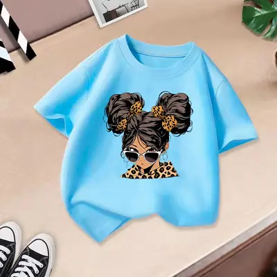 Mädchen Kurzarm-T-Shirt, lockere Passform, Cartoon-Print - 12