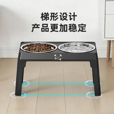 Height-Adjustable Pet Stainless Steel Dog Bowl, Double Bowl for Medium and Large Dogs, Foldable Feeding Dishes