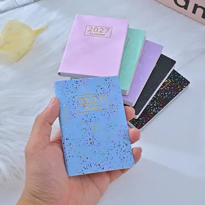 Cross-border 2027 A7 English Planner Notebook 2026 Laser Cover Weekly Planner Mini Daily Planner Notebook Wholesale