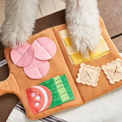 Pet Sniffing Book, Puzzle Toy for Cats and Dogs, Plush with Squeaker - 13