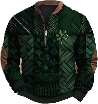 Erkek moda yarım fermuarlı sweatshirt, 3D dijital baskılı, spor - 10