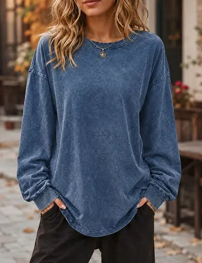 Langarm-Unterhemd aus Baumwolle mit Bündchen, unisex, Retro-Stil, 2026 - 11