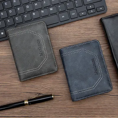 Minimalist Vertical Men's Leather Wallet, Ultra-Thin, Multi-Card Slots
