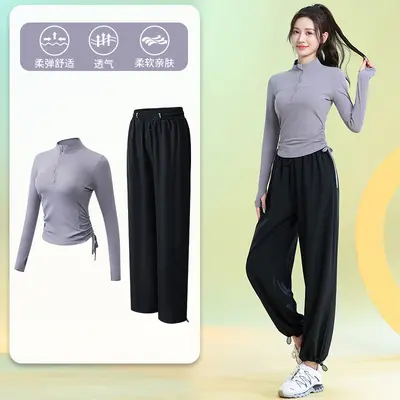 瑜伽服外套女半拉链专业晨跑瑜伽服显瘦速干普拉提训练健身服套装