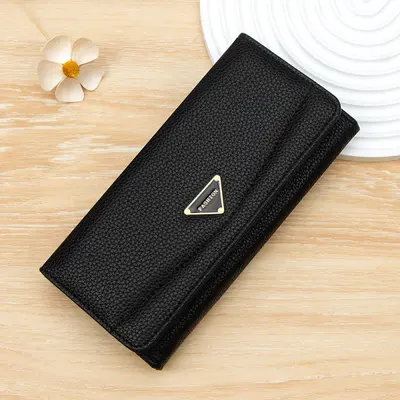 Women's Long Wallet, Lychee Pattern, Bi-Fold, Large Capacity with Coin Pocket - 7