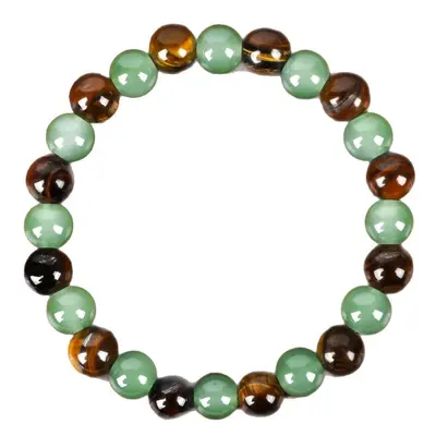 Handgefertigtes Perlenarmband aus grünem Tigerauge-Dongling-Stein - 4