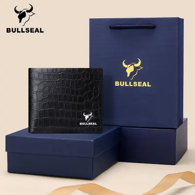 Bullseal Men's Genuine Leather Short Wallet with Driver's License Holder - 11
