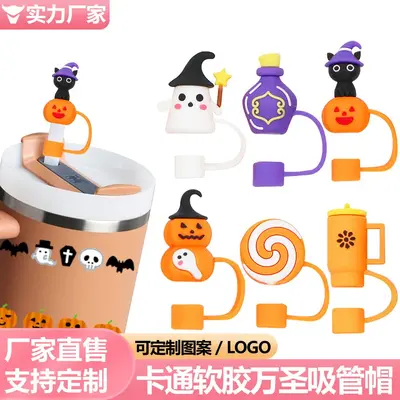 Dustproof Halloween Straw Cover with 10mm Soft Rubber Plug