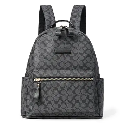 Men's Plaid Leather Backpack with Laptop Compartment - 7