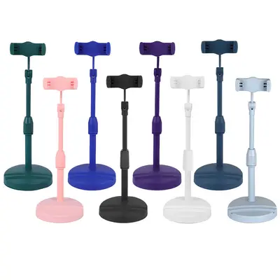Çift kart yuvalı evrensel canlı yayın telefon standı masaüstü geri çekilebilir stand çok fonksiyonlu masaüstü telefon standı