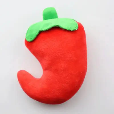 Red Chili Plush Teddy Dog Toy with Squeaker