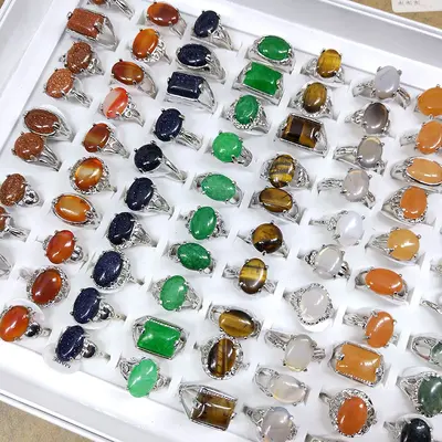 Assorted natural stone rings, mixed set