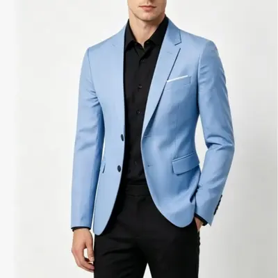 Men's Double-Breasted Suit Jacket, Lightweight, Wrinkle-Free, Crease-Resistant - 1