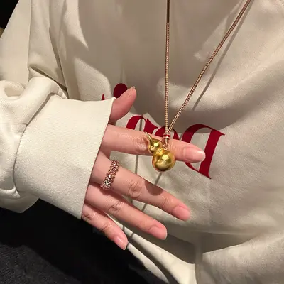 新中式古法沙金葫芦吊坠项链女福禄高级感轻奢小众手工编绳毛衣链