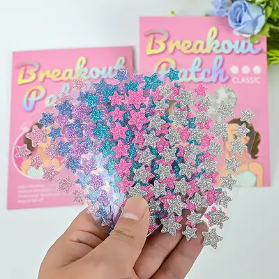 Glitzer-Stern-Pickel-Patches 40er bunt Hydrokolloid make-up-freundlich
