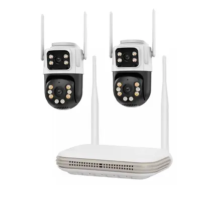 CCTV监控系统wifi带屏双目球机监控摄像头套装摄像头小体积录像机