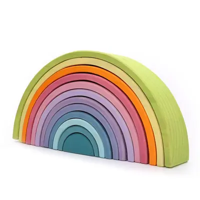 Wooden Rainbow Stacking Block Toy, Color Recognition, Ages 3-10 - 8