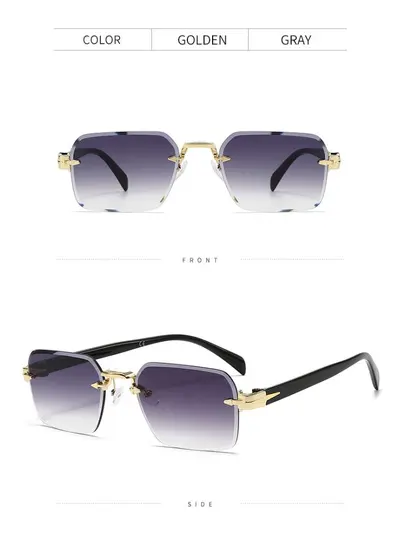 Rimless Classic Unisex Sunglasses with UV Protection - 11