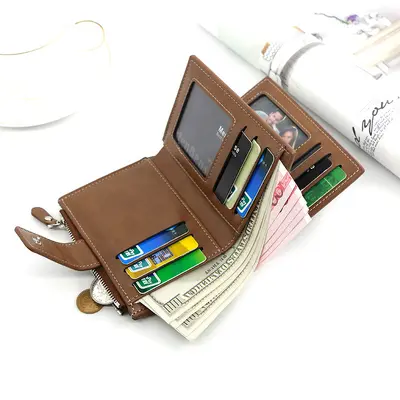Men's Short Wallet, Buckle Closure, Loose-Leaf Card Holder - 4