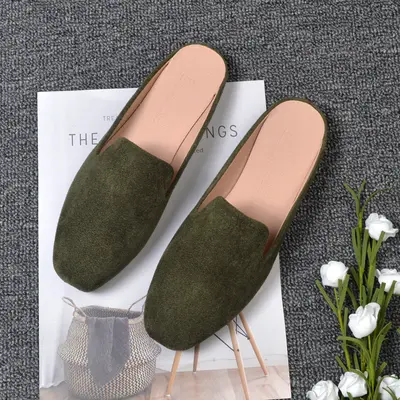 Women's Baotou Suede Heelless Mules, Plus Size 41-44