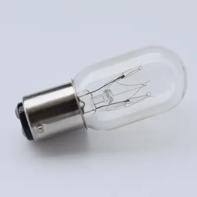 T22 Tubular Sewing Machine Bulb 230V 15W, B15D Base, Dual Contact