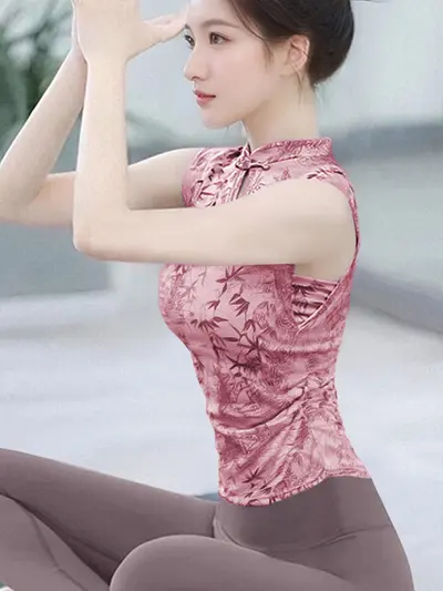 Damen Yoga-Set im chinesischen Stil mit Weste - 9