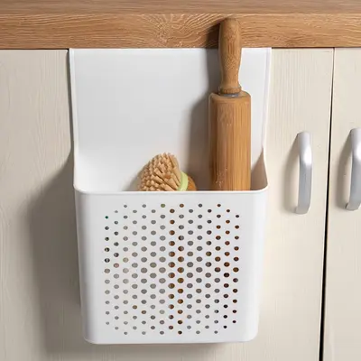 Wall-mounted kitchen cabinet door storage rack