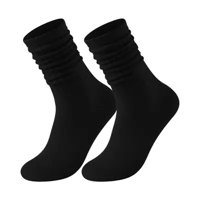 Unisex Thick-Knit Cotton Mid-Length Socks, Solid Color, 2 Pairs - 7