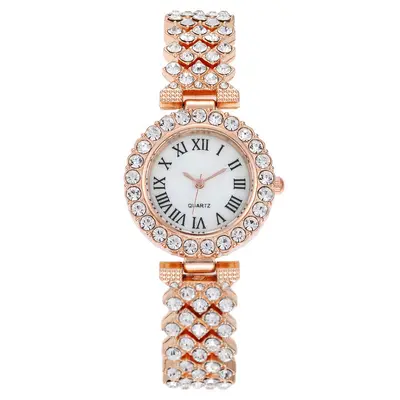 Women's quartz watch with rhinestone detail and Roman numerals - 6