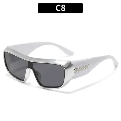 Oversize-Herrensonnenbrille mit einteiligen Gläsern im Retro-Stil und UV-Schutz - 12
