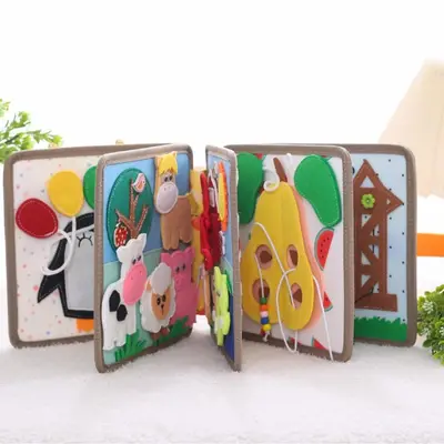 Felt Fabric Quiet Book, Montessori Baby Book with 3D Deer