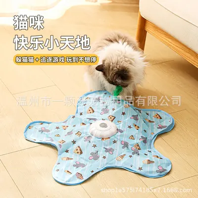 Cat Hunting Tent Self-entertaining Boredom Relief Hideaway Tent Electric Hunting Tent Cat Teaser Stick Automatic Cat Turntable Pet Toy