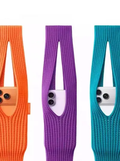 Official Apple Style Knitted Phone Bag New Fashion Autumn Winter Trendy Mini Niche Portable Single Shoulder Crossbody Phone Pouch
