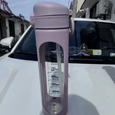 1000 ml zaman ölçekli pipetli cam su bardağı, silikon koruyucu kılıflı - 9
