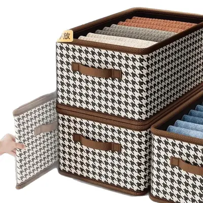 Houndstooth giyim saklama kutusu, katlanabilir, katmanlı organizatör - 6