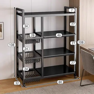 Kitchen storage shelf multi-layer mobile vegetable basket - 8
