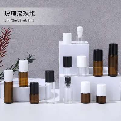 Parfüm Roll-On Mini Şişe 1ml 2ml Şeffaf Uçucu Yağ Şişesi 3ml 5ml Kahverengi Esans Dağıtım Şişesi Taşınabilir Paket