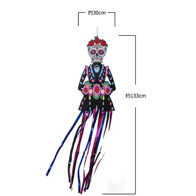 Halloween Door Hanging Decoration with Skull and Ghost Bride Motifs - 11