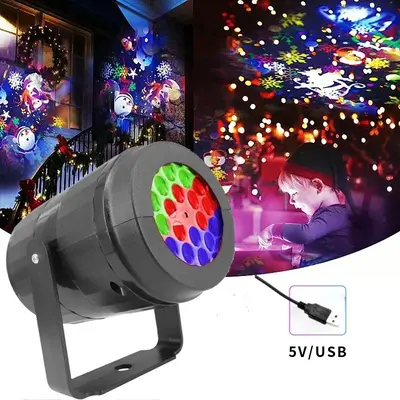 Snowflake Projection Night Light, USB, 16 Patterns, LED - 9