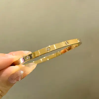 Titanyum çelik zirkon bilezik, kadın, minimalist tasarım - 7