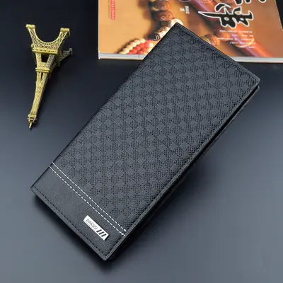 Men's Long Wallet, Slim Vertical Design, Soft Leather, Multi-Card - 7