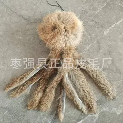 Real Rabbit Fur Octopus Cat Toy - 7