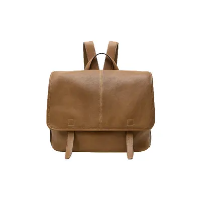 Qiuxin Gegerbtes Lammfell Kuriertasche Horizontal Doppelschulter-Rucksack Große Kapazität Business Commuter Freizeit Rucksack - wie Songka Style