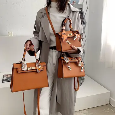 Große Kelly-Damentasche, leicht luxuriös, Retro, als Handtasche und Umhängetasche - 4
