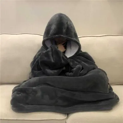 Hooded Blanket Lazy Blanket Wearable Lazy Flannel Pajamas TV Blanket Throw Blanket Outdoor Winter Warm Hooded Home