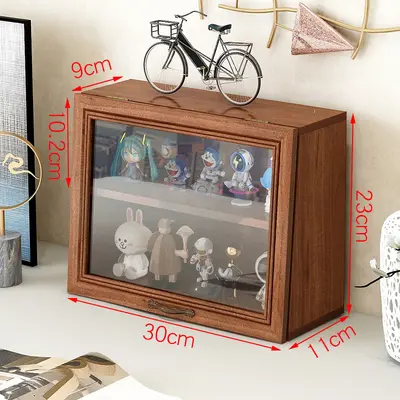 Solid Wood Vintage Storage Box with Drawers Desktop Display - 7