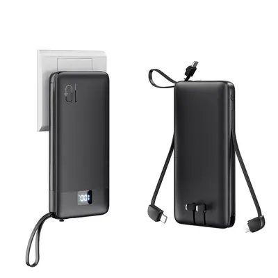 Cross-border Built-in Cable AC Plug Power Bank Super Fast Charging Mobile Power 10000mAh Gift Custom Logo