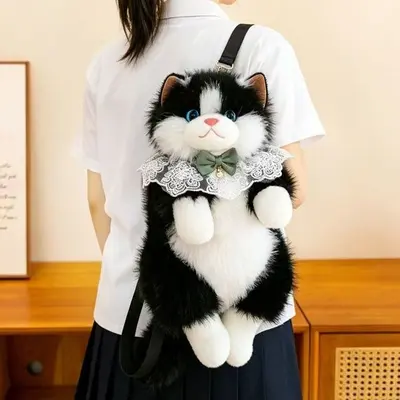 Simulation Ragdoll Cat Plush Backpack for Girls - 9